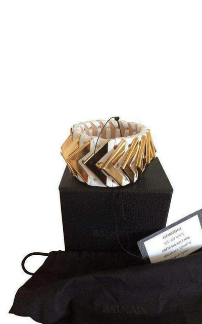 Balmain Greta White Napa Leather Bracelet - Runway Catalog