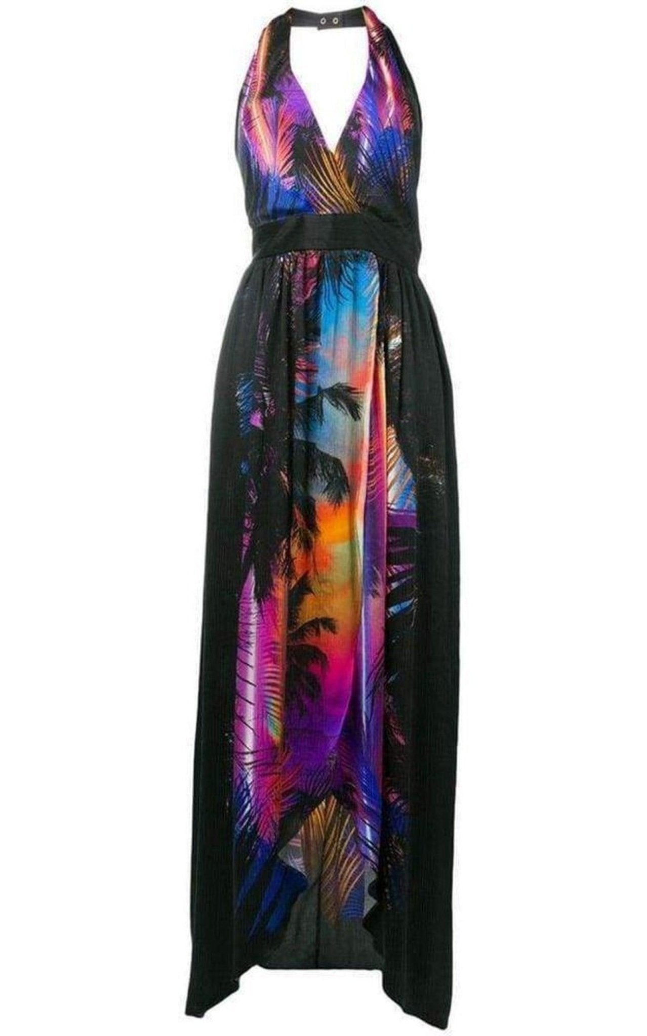 Balmain Halter Neck Printed Silk Dress - Runway Catalog