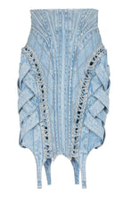 Balmain High - waist Lace - up Denim Skirt - Runway Catalog