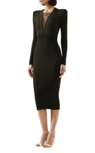Balmain Lace - up Long Sleeve Midi Sweater Dress - Runway Catalog