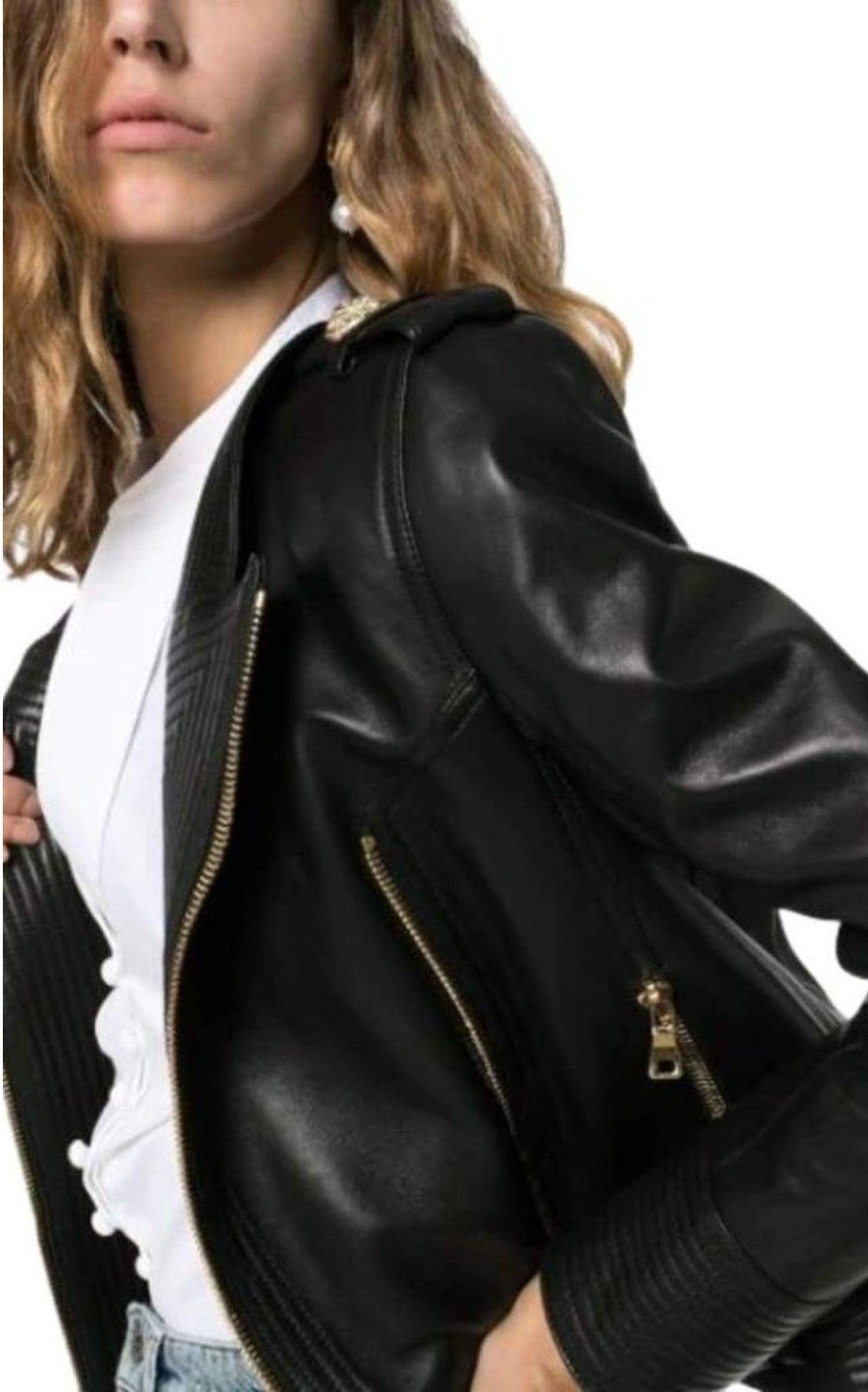 Balmain Lambskin Buckle-Belt Leather Jacket, Black - Runway Catalog