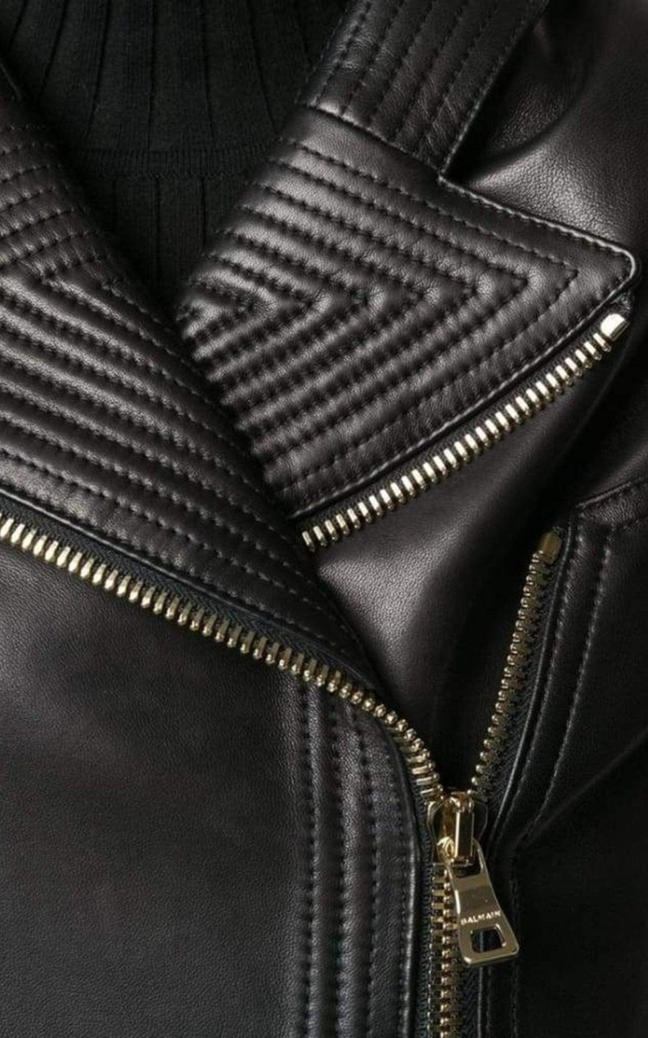 Balmain Lambskin Buckle-Belt Leather Jacket, Black - Runway Catalog