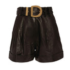 Balmain Leather High - Waist Belted Shorts - Runway Catalog