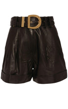 Balmain Leather High - Waist Belted Shorts - Runway Catalog