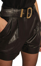 Balmain Leather High - Waist Belted Shorts - Runway Catalog