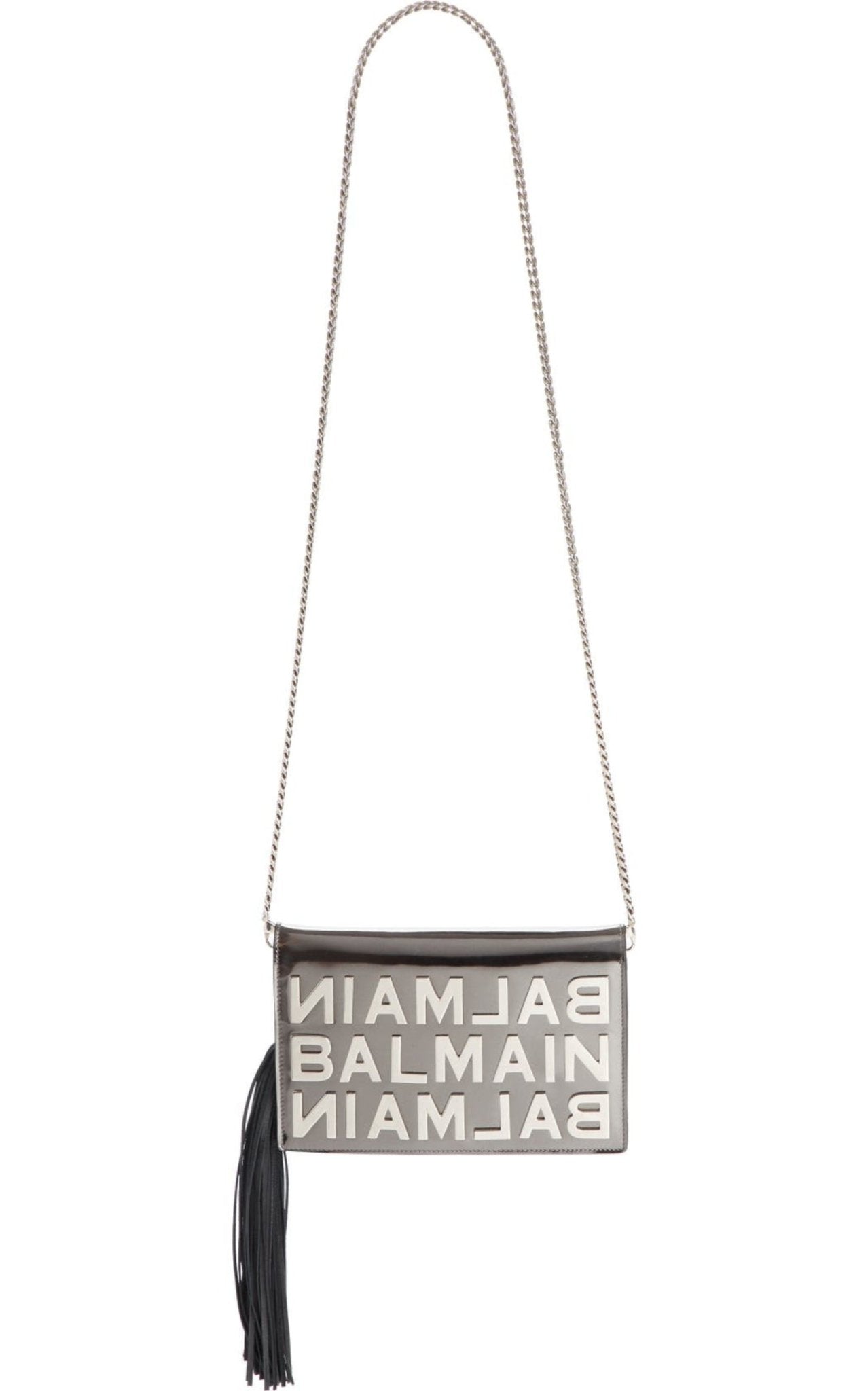 Balmain Logo Mirror Leather Crossbody Bag