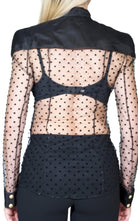 Balmain Long Sleeve Black Polka Dot Silk Shirt with Gold Buttons - Runway Catalog