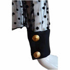 Balmain Long Sleeve Black Polka Dot Silk Shirt with Gold Buttons - Runway Catalog