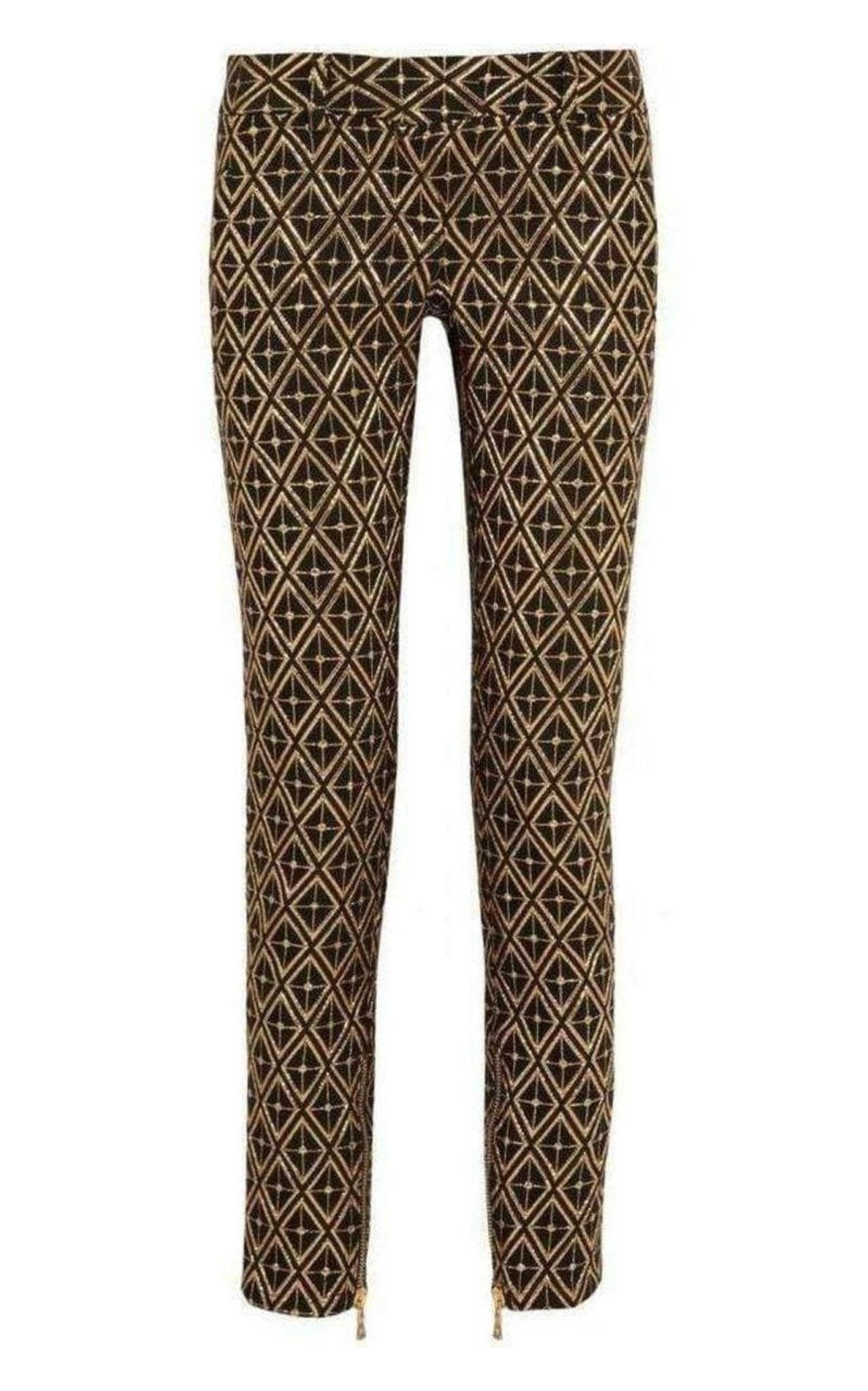 Balmain Metallic Jacquard Skinny Pants in Black and Gold - Runway Catalog