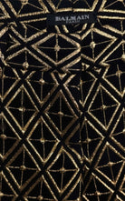 Balmain Metallic Jacquard Skinny Pants in Black and Gold - Runway Catalog
