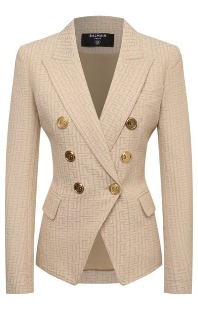 Balmain Monogram Jacquard Double Breasted Jacket - Runway Catalog