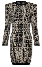 Balmain Monogram Jacquard Wool Blend Minidress - Runway Catalog