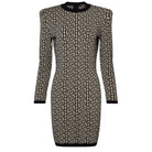 Balmain Monogram Jacquard Wool Blend Minidress - Runway Catalog