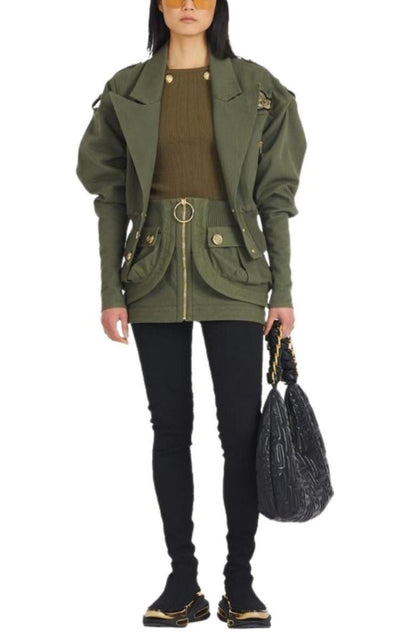 Balmain Patch - pockets Mini Denim Skirt - Runway Catalog