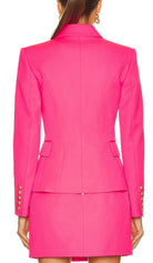 Balmain Rosa Blazer mit spitzen Revers aus Wolle – Laufsteg-Katalog