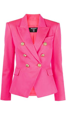 Balmain Rosa Blazer mit spitzen Revers aus Wolle – Laufsteg-Katalog