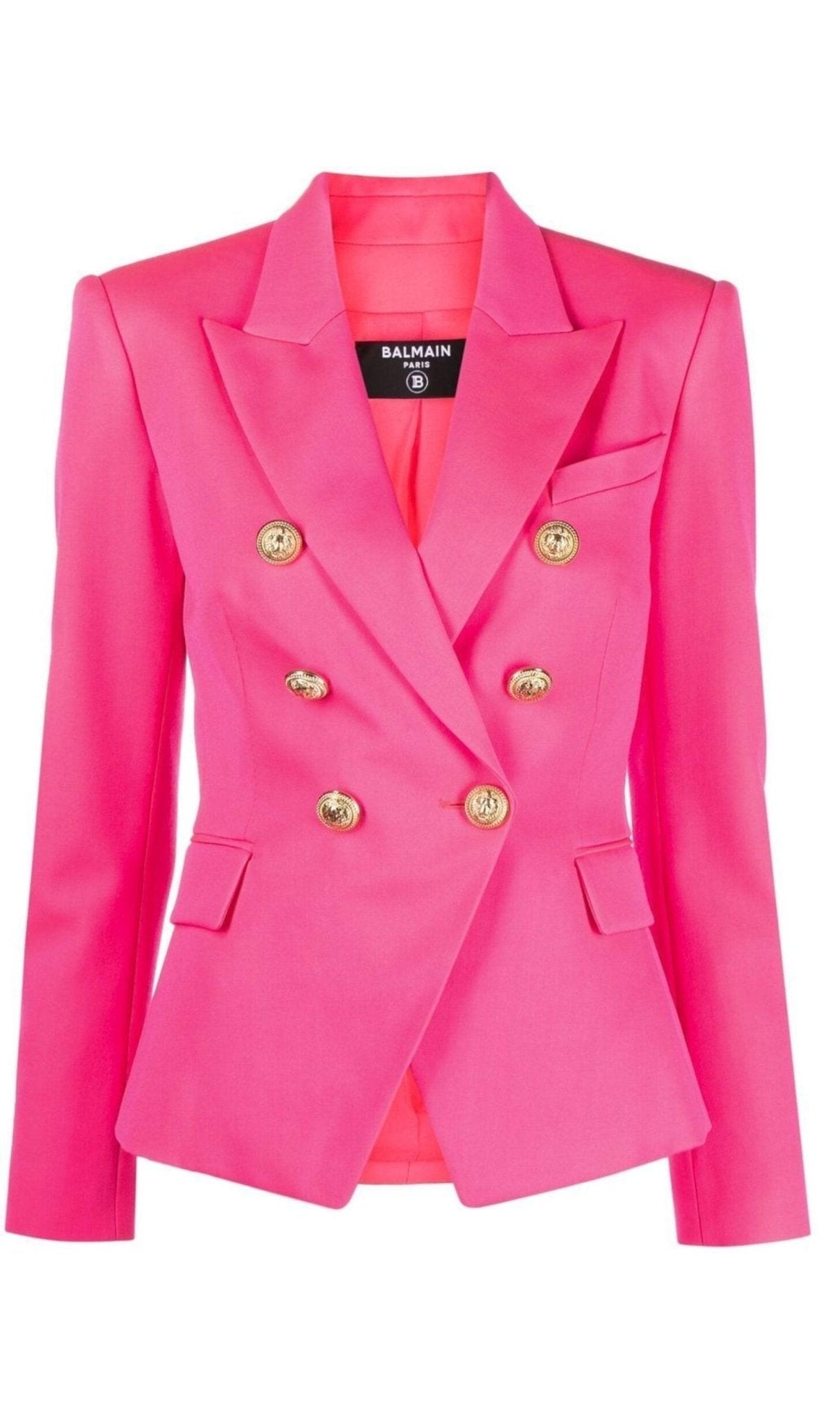 Balmain Pink Peak Lapels Wool Blazer - Runway Catalog