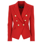 Balmain Roter Zweireihiger Maßgeschneiderter Wollblazer – Laufsteg-Katalog