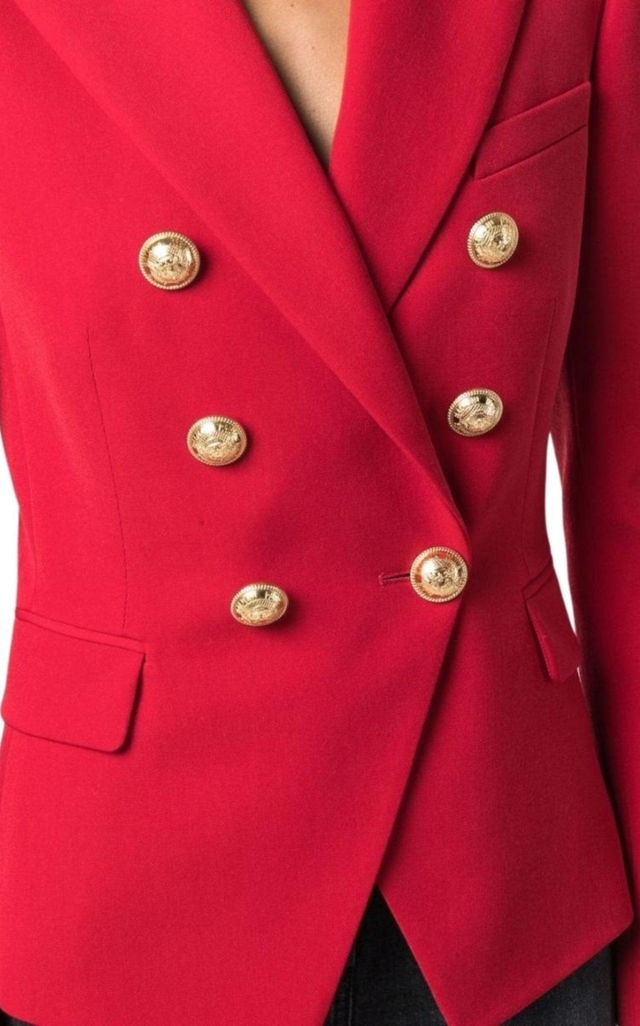 Balmain Red Double Breasted Tailored Wool Blazer - Runway Catalog