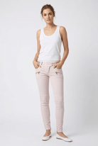 Balmain Rose Pink Low-Rise Lace & Chain Biker Jeans - Runway Catalog