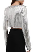 Balmain Silver Cropped Wool - blend Sweater - Runway Catalog