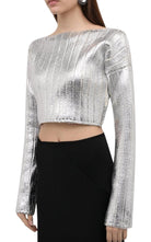 Balmain Silver Cropped Wool - blend Sweater - Runway Catalog
