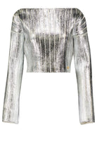 Balmain Silver Cropped Wool - blend Sweater - Runway Catalog