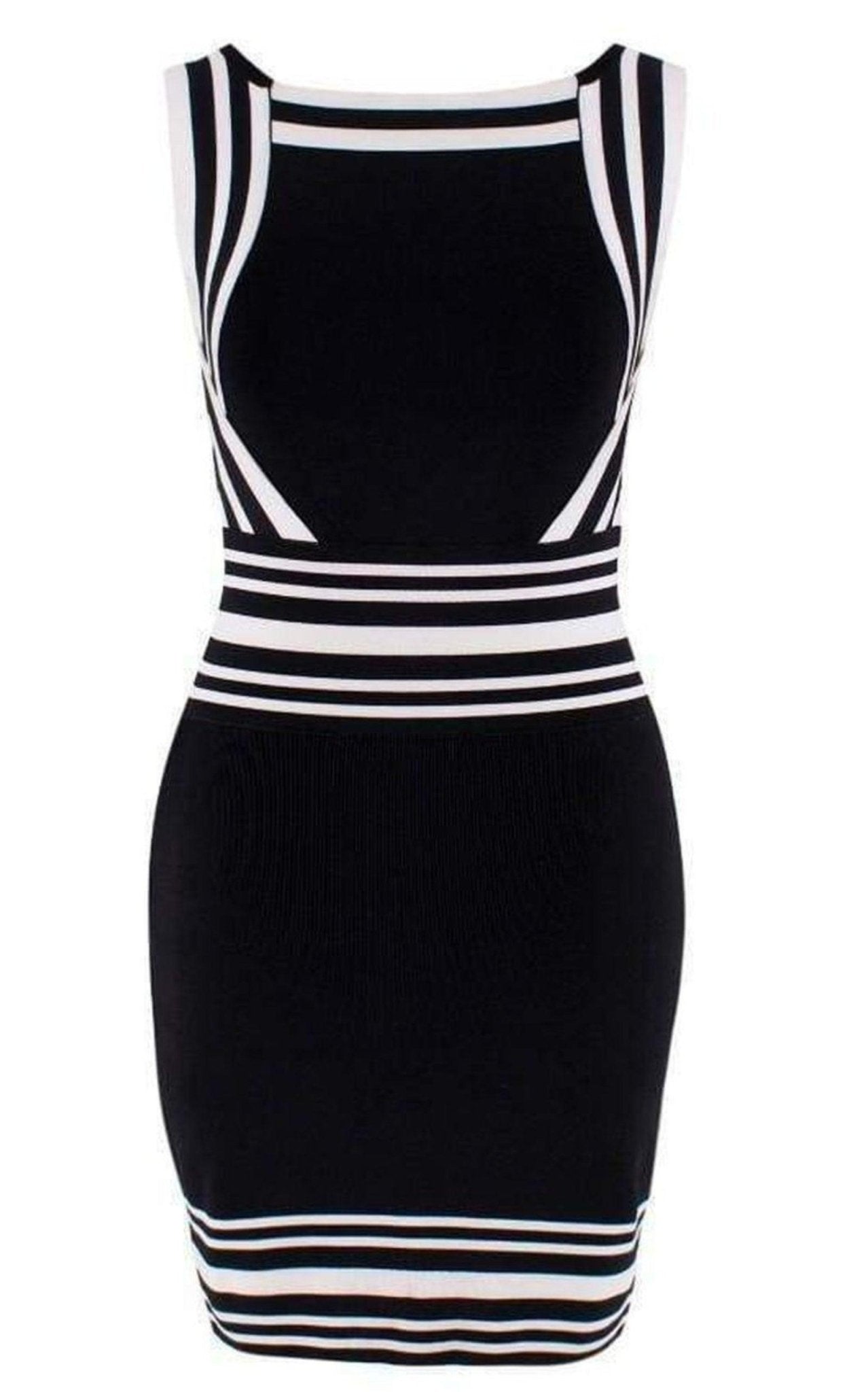Balmain Square - neck Stripe - trim Knit Dress - Runway Catalog