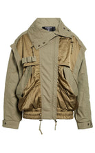 Balmain cotton blend twill utility bomber jacket with cargo pockets and standing collar