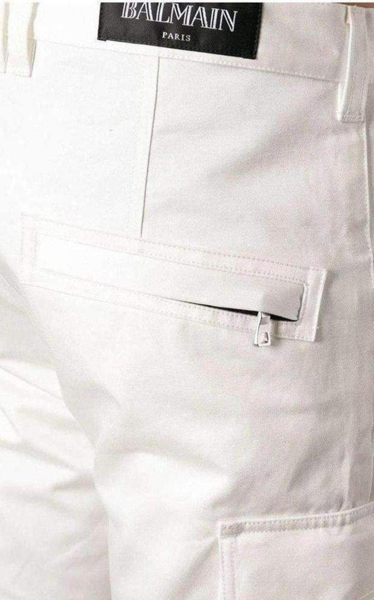 Balmain White Cotton Cargo Biker Shorts