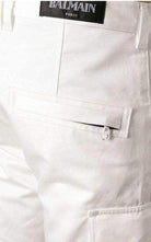 Balmain Weiße Baumwoll-Cargo-Bikershorts – Laufsteg-Katalog