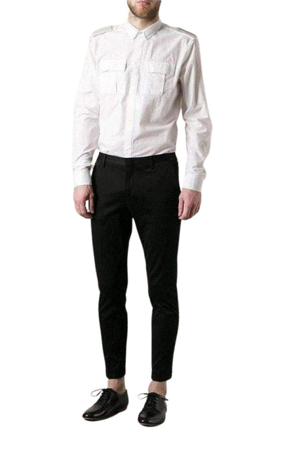 Balmain White Cotton Military Shirt - Runway Catalog