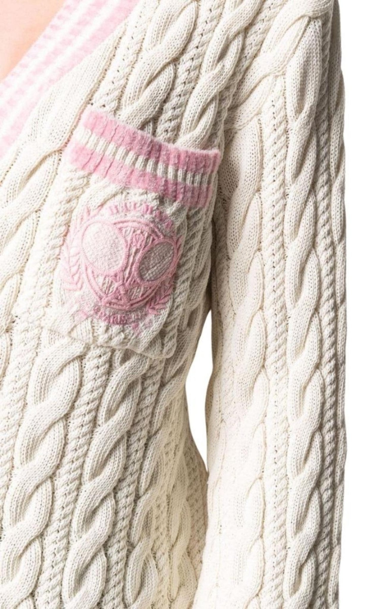 Balmain Wool - Blend Cable Knit Sweater With Patch - Runway Catalog