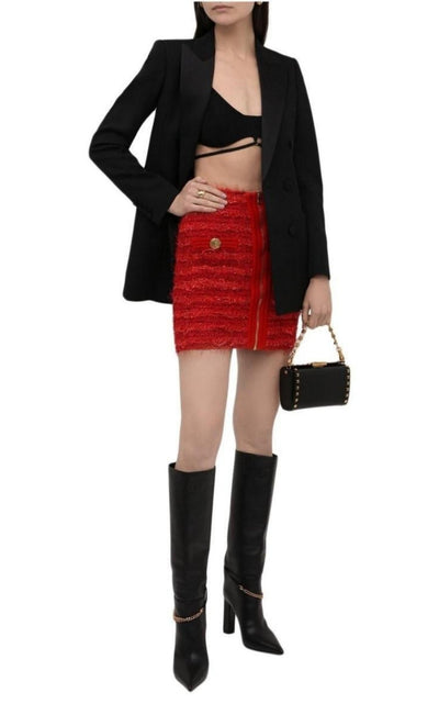 Balmain Zipped Tweed Mini Skirt - Runway Catalog