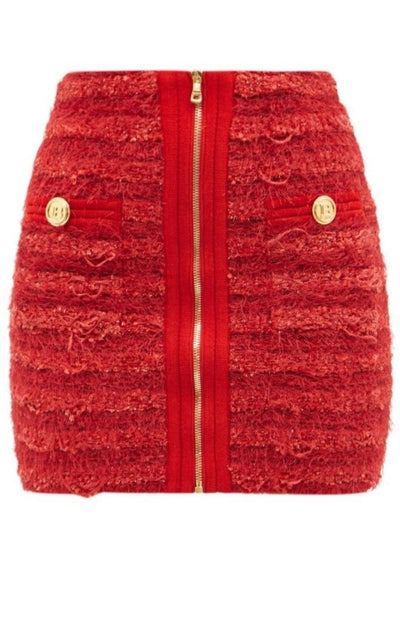 Balmain Zipped Tweed Mini Skirt - Runway Catalog