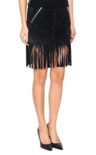 Barbara Bui Black Leather Fringe Skirt - Runway Catalog