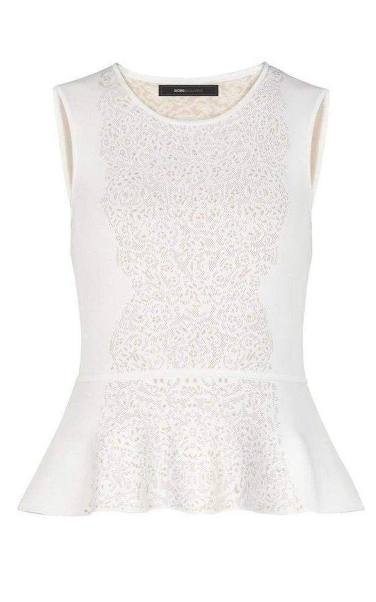 BCBGMAXAZRIA Alonya Pointelle Jacquard Peplum Pullover - Runway Catalog