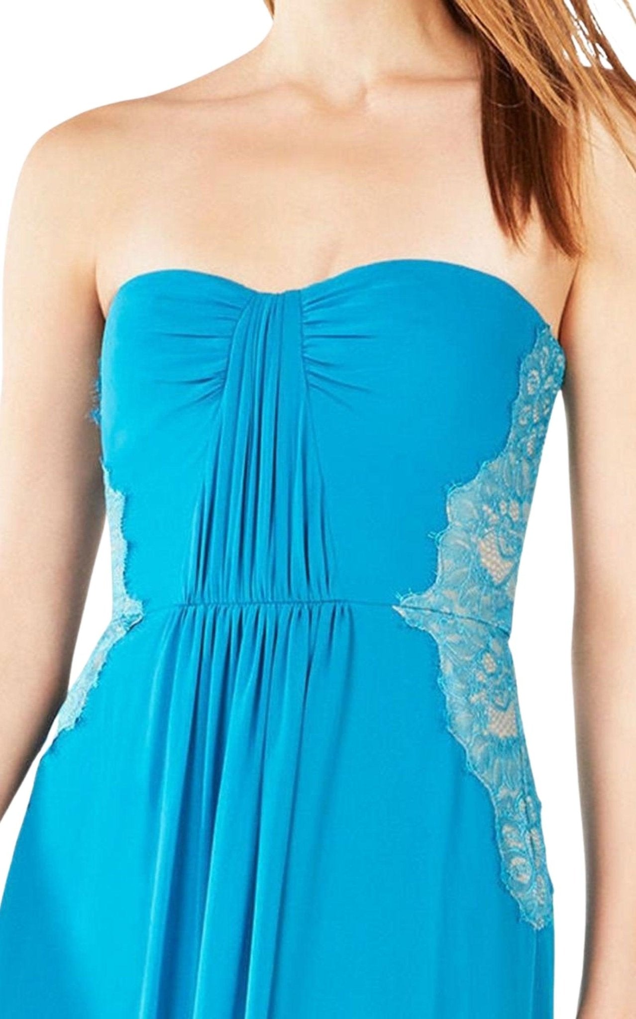 BCBGMAXAZRIA Ashby Strapless Lace-Trim Gown