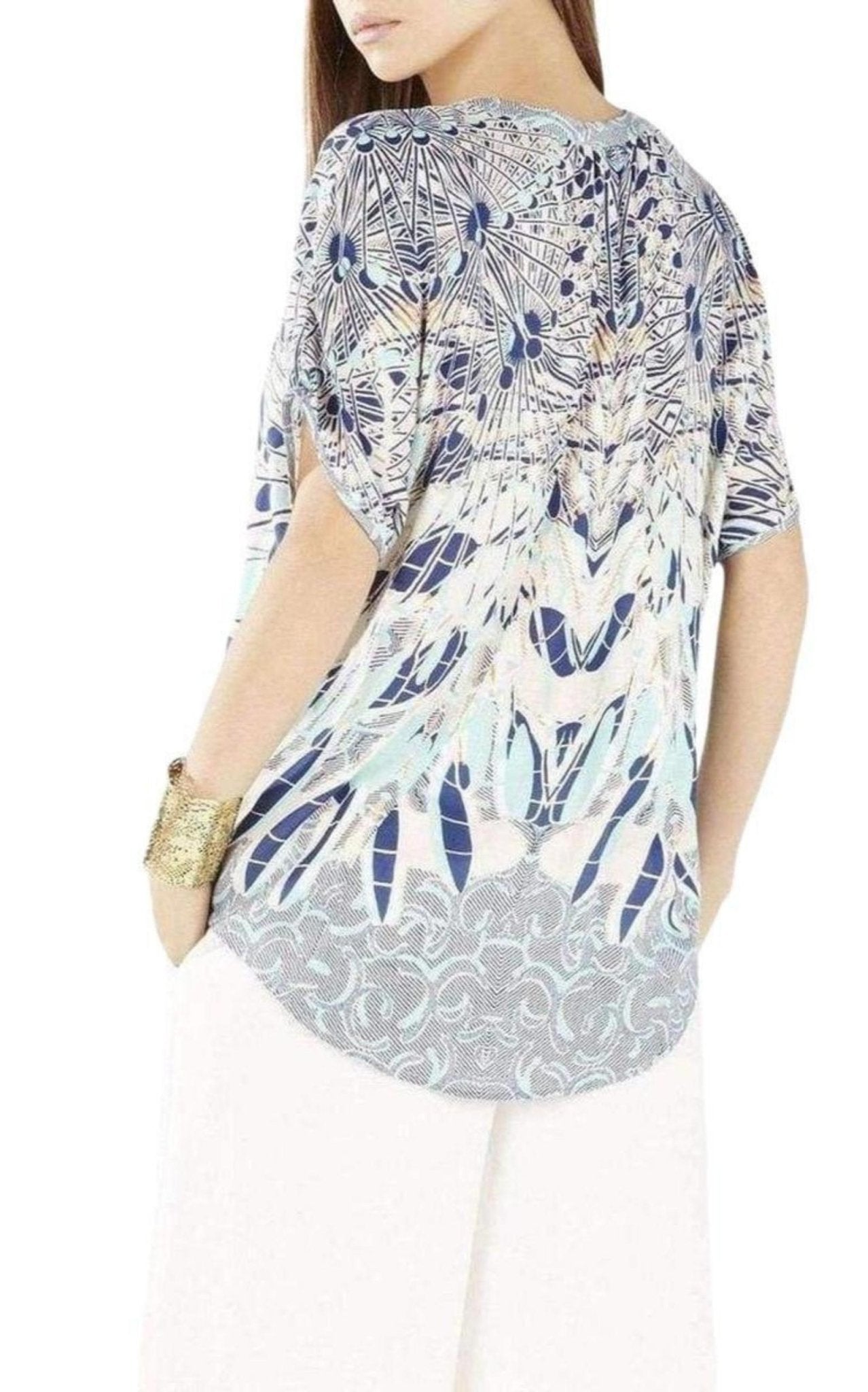 BCBGMAXAZRIA Ayanna Oversized Printed Top - Runway Catalog