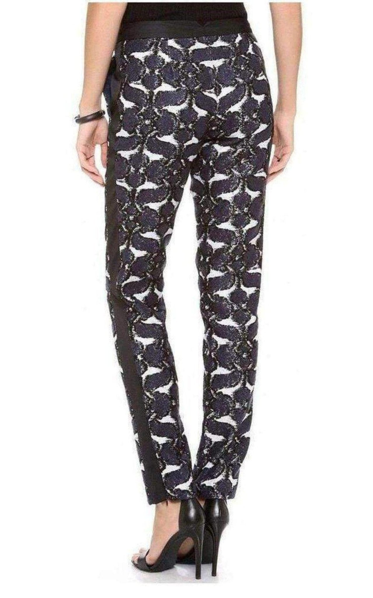 BCBGMAXAZRIA Beysa Jacquard Navy Combo Trousers Pants - Runway Catalog