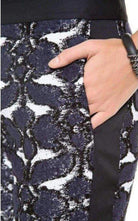 BCBGMAXAZRIA Beysa Jacquard Navy Combo Trousers Pants - Runway Catalog