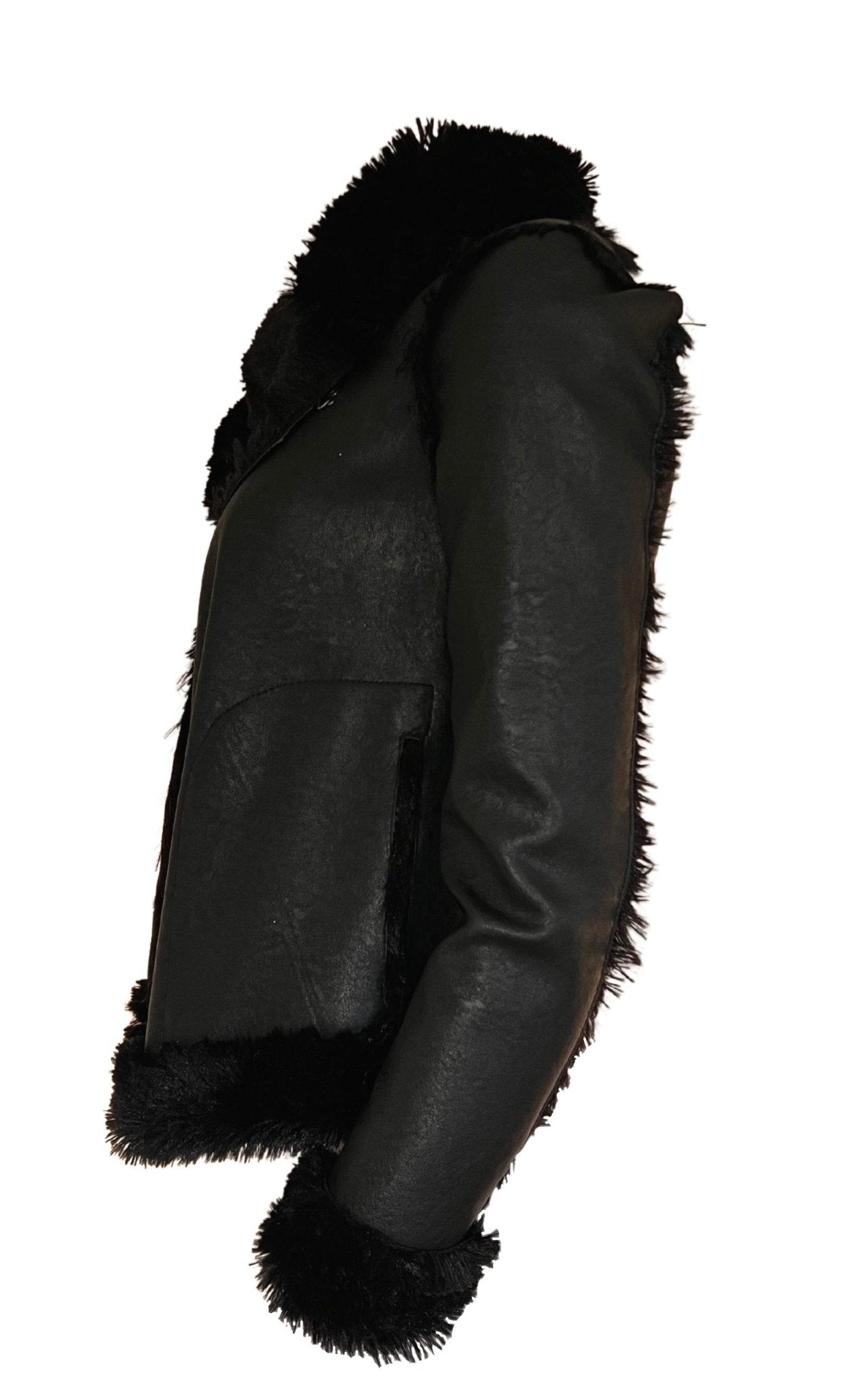 BCBGMAXAZRIA - ☆bcbgmaxazria☆ライダース　ムートンコート BCBGMAXAZRIA Black Faux Leather Jacket