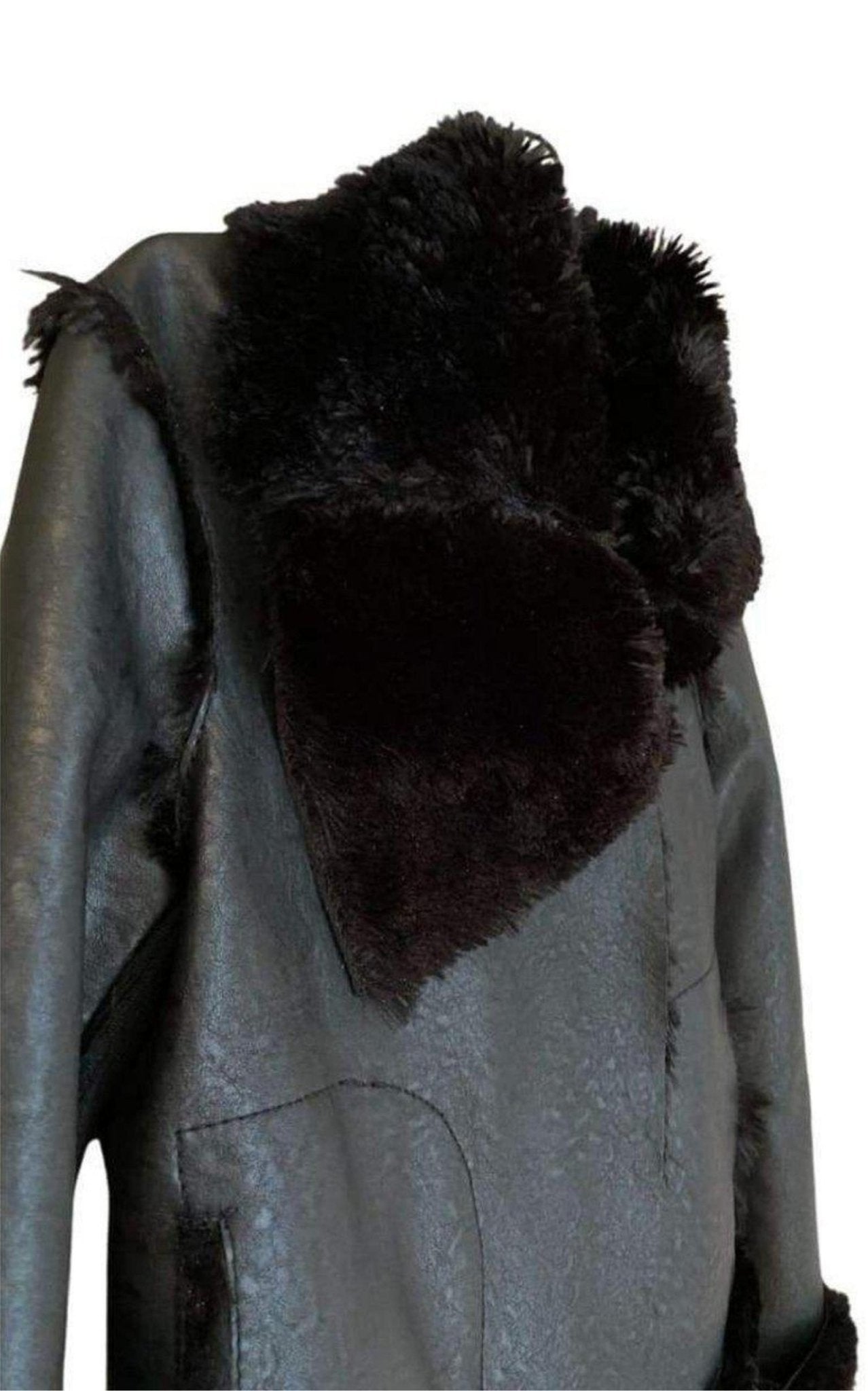 BCBGMAXAZRIA - ☆bcbgmaxazria☆ライダース　ムートンコート BCBGMAXAZRIA Black Faux Leather Jacket