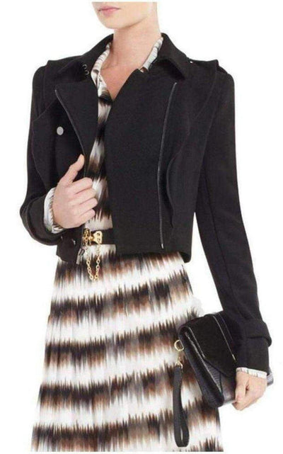 BCBGMAXAZRIA Black Fay Ruffled Military Jacket - Runway Catalog