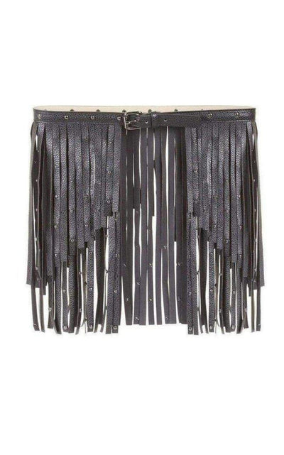 BCBGMAXAZRIA Black Fringe Studded Belt - Runway Catalog