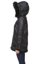 BCBGMAXAZRIA Black Genova Quilted Distressed Coat - Runway Catalog