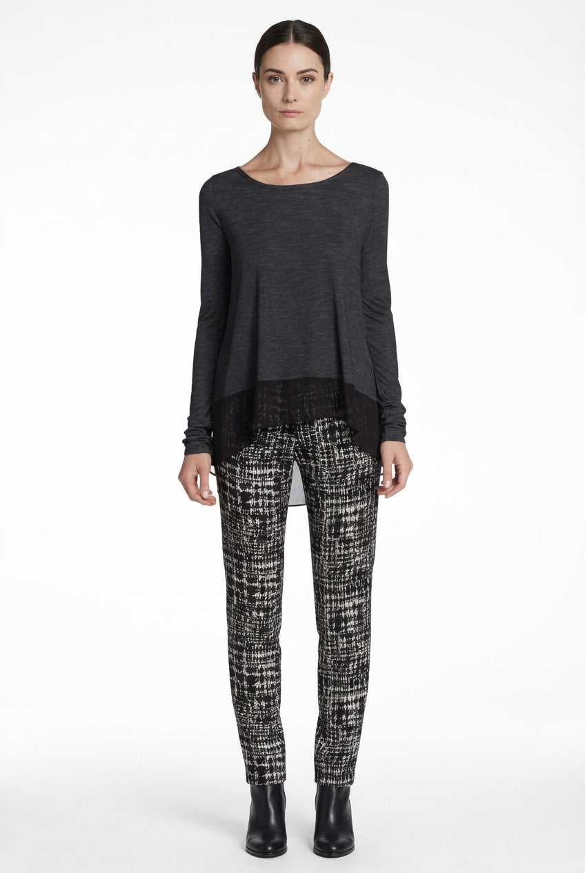 BCBGMAXAZRIA Black Lane Contrast Hem Top - Runway Catalog