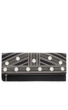 BCBGMAXAZRIA Schwarze Leder-Clutch mit Umschlag – Runway-Katalog