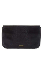 BCBGMAXAZRIA Black Snake Embossed Chain Fringe Clutch - Runway Catalog