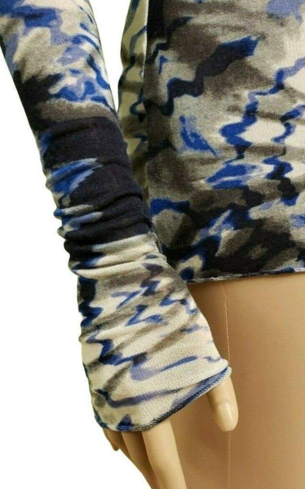 BCBGMAXAZRIA Blue Combo Knit Top - Runway Catalog